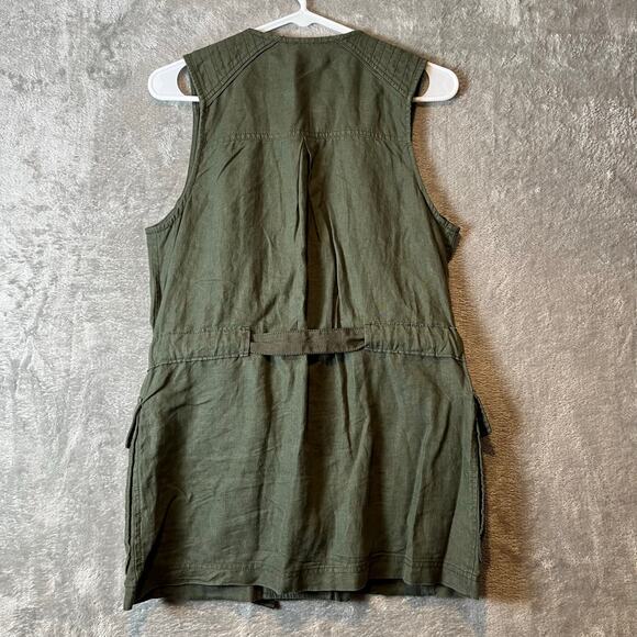 Athleta Wanderbout Olive Green Linen Utility Vest Size XS - Picture 4 of 6